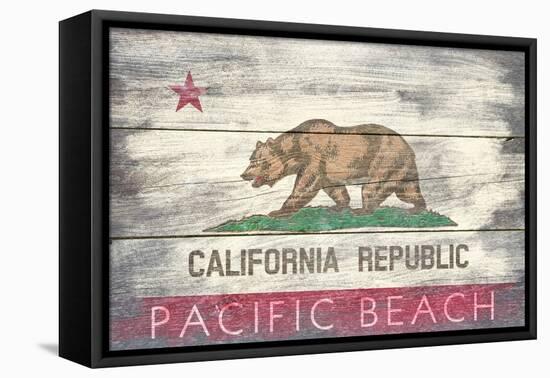 Pacific Beach, California - Barnwood State Flag-Lantern Press-Framed Stretched Canvas