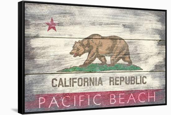 Pacific Beach, California - Barnwood State Flag-Lantern Press-Framed Stretched Canvas