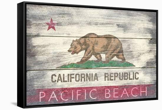 Pacific Beach, California - Barnwood State Flag-Lantern Press-Framed Stretched Canvas