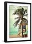 Pacific Beach, California - Lifeguard Shack and Palm-Lantern Press-Framed Art Print