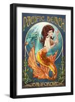Pacific Beach, California - Mermaid-Lantern Press-Framed Art Print