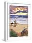 Pacific Beach, Washington - Beach and Sunset-Lantern Press-Framed Art Print