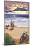 Pacific Beach, Washington - Beach and Sunset-Lantern Press-Mounted Art Print