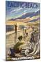 Pacific Beach, Washington - Clam Diggers-Lantern Press-Mounted Art Print
