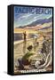 Pacific Beach, Washington - Clam Diggers-Lantern Press-Framed Stretched Canvas