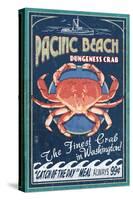 Pacific Beach, Washington - Dungeness Crab Vintage Sign-Lantern Press-Stretched Canvas