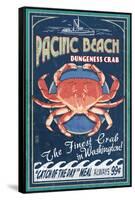 Pacific Beach, Washington - Dungeness Crab Vintage Sign-Lantern Press-Framed Stretched Canvas