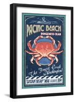 Pacific Beach, Washington - Dungeness Crab Vintage Sign-Lantern Press-Framed Art Print