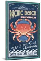Pacific Beach, Washington - Dungeness Crab Vintage Sign-Lantern Press-Mounted Art Print