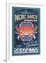 Pacific Beach, Washington - Dungeness Crab Vintage Sign-Lantern Press-Framed Art Print