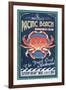 Pacific Beach, Washington - Dungeness Crab Vintage Sign-Lantern Press-Framed Art Print