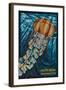 Pacific Beach, Washington - Jellyfish Mosaic-Lantern Press-Framed Art Print