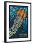 Pacific Beach, Washington - Jellyfish Mosaic-Lantern Press-Framed Art Print