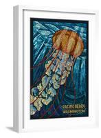 Pacific Beach, Washington - Jellyfish Mosaic-Lantern Press-Framed Art Print