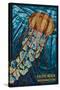 Pacific Beach, Washington - Jellyfish Mosaic-Lantern Press-Stretched Canvas