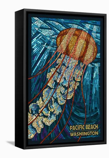 Pacific Beach, Washington - Jellyfish Mosaic-Lantern Press-Framed Stretched Canvas