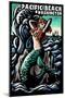 Pacific Beach, Washington - Mermaid - Scratchboard-Lantern Press-Mounted Art Print