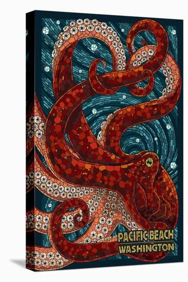 Pacific Beach, Washington - Octopus Mosaic-Lantern Press-Stretched Canvas