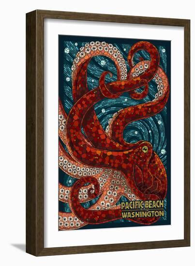 Pacific Beach, Washington - Octopus Mosaic-Lantern Press-Framed Art Print