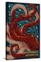 Pacific Beach, Washington - Octopus Mosaic-Lantern Press-Stretched Canvas