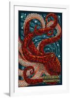 Pacific Beach, Washington - Octopus Mosaic-Lantern Press-Framed Art Print