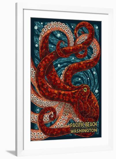 Pacific Beach, Washington - Octopus Mosaic-Lantern Press-Framed Art Print