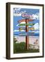 Pacific Beach, Washington - Sign Destinations-Lantern Press-Framed Art Print