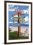 Pacific Beach, Washington - Sign Destinations-Lantern Press-Framed Art Print