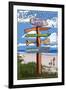 Pacific Beach, Washington - Sign Destinations-Lantern Press-Framed Art Print