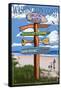 Pacific Beach, Washington - Sign Destinations-Lantern Press-Framed Stretched Canvas