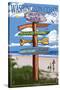 Pacific Beach, Washington - Sign Destinations-Lantern Press-Stretched Canvas