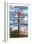 Pacific Beach, Washington - Washington Coast - Signpost Destinations-Lantern Press-Framed Art Print