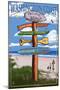 Pacific Beach, Washington - Washington Coast - Signpost Destinations-Lantern Press-Mounted Art Print