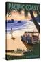 Pacific Coast, California - Woody on Beach-Lantern Press-Stretched Canvas