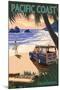 Pacific Coast, California - Woody on Beach-Lantern Press-Mounted Art Print