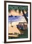 Pacific Coast, California - Woody on Beach-Lantern Press-Framed Art Print