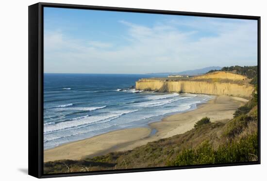 Pacific Coast Highway 1, California, below Pebble Beach, Carmel cliffs and waves-Bill Bachmann-Framed Stretched Canvas