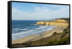 Pacific Coast Highway 1, California, below Pebble Beach, Carmel cliffs and waves-Bill Bachmann-Framed Stretched Canvas