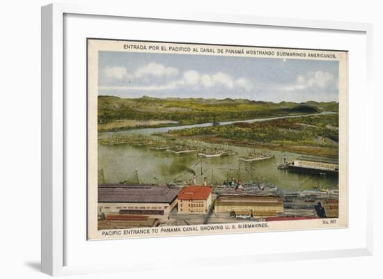 Pacific Entrance to Panama Canal Showing U. S. Submarines, C1920S-null-Framed Giclee Print