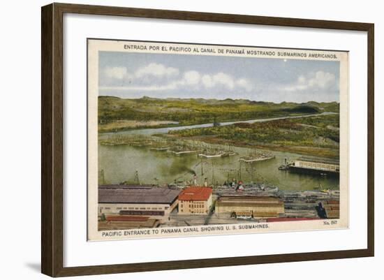 Pacific Entrance to Panama Canal Showing U. S. Submarines, C1920S-null-Framed Giclee Print