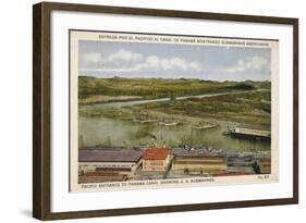 Pacific Entrance to Panama Canal Showing U. S. Submarines, C1920S-null-Framed Giclee Print