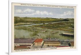 Pacific Entrance to Panama Canal Showing U. S. Submarines, C1920S-null-Framed Giclee Print