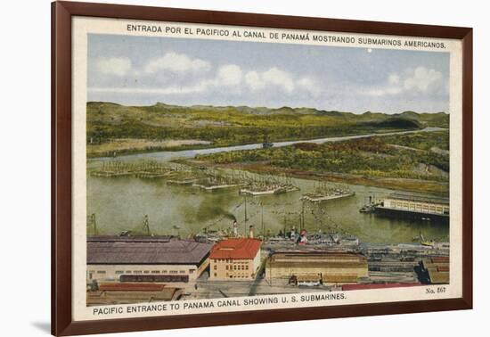 Pacific Entrance to Panama Canal Showing U. S. Submarines, C1920S-null-Framed Giclee Print