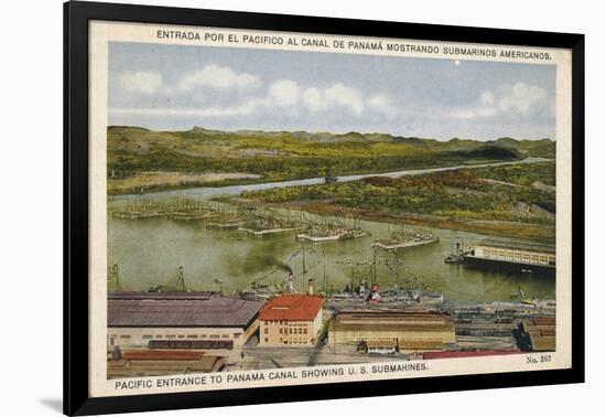 Pacific Entrance to Panama Canal Showing U. S. Submarines, C1920S-null-Framed Giclee Print