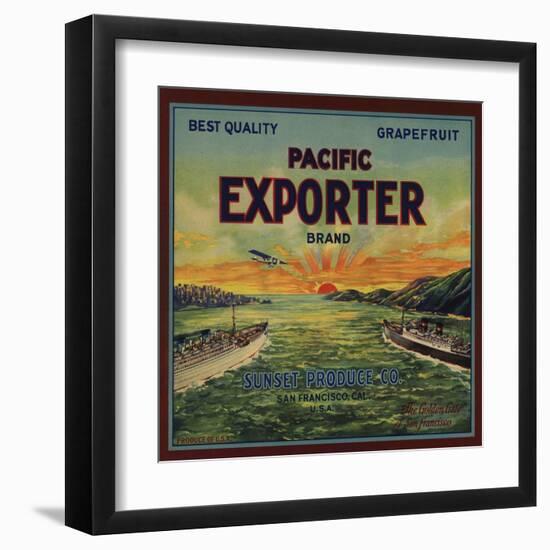 Pacific Exporter Brand - San Francisco, California - Citrus Crate Label-Lantern Press-Framed Art Print