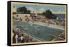 Pacific Grove, CA - Municipal Swimming Pool View-Lantern Press-Framed Stretched Canvas