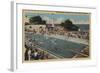 Pacific Grove, CA - Municipal Swimming Pool View-Lantern Press-Framed Art Print