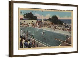 Pacific Grove, CA - Municipal Swimming Pool View-Lantern Press-Framed Art Print