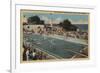 Pacific Grove, CA - Municipal Swimming Pool View-Lantern Press-Framed Premium Giclee Print