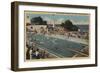 Pacific Grove, CA - Municipal Swimming Pool View-Lantern Press-Framed Art Print